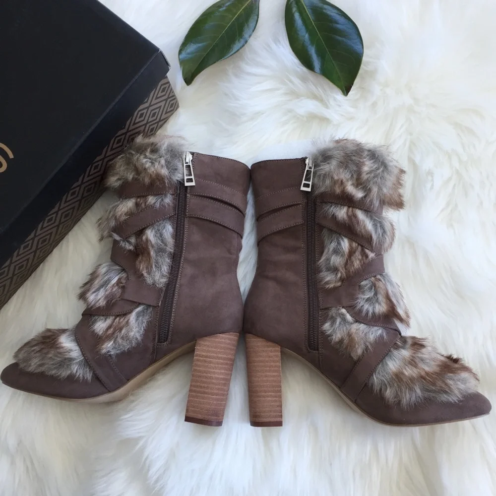 Charles By Charles David Faux Fur Belted Boots